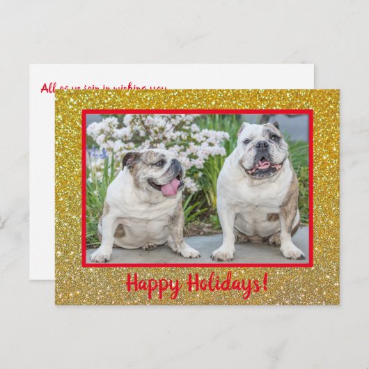 ハッピーホリデーズ金ゴールドグリッターモダンの写真名 ポストカード (正面/裏面)