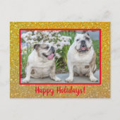 ハッピーホリデーズ金ゴールドグリッターモダンの写真名 ポストカード (正面)