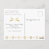 ハッピーホリデーズ金ゴールドコテージフォトレッドスパークポストカ ポストカード (裏面)