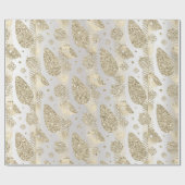 ハッピーホリデーズ金ゴールドシルバーグリッタークリスマスツリー ラッピングペーパー (フラット)