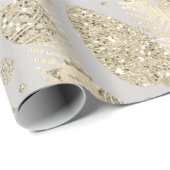 ハッピーホリデーズ金ゴールドシルバーグリッタークリスマスツリー ラッピングペーパー (ロールコーナー)