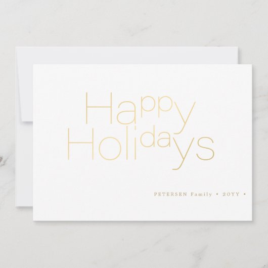 ハッピーホリデーズ金ゴールドシンプルタイポグラフィエレガント シーズンカード (正面)