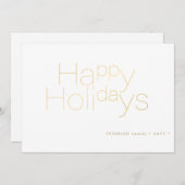 ハッピーホリデーズ金ゴールドシンプルタイポグラフィエレガント シーズンカード (正面/裏面)