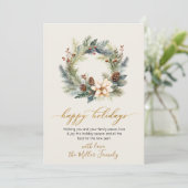 ハッピーホリデーズ金ゴールドスクリプトリースグリーナリーカード シーズンカード (スタンド正面)