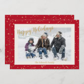 ハッピーホリデーズ金ゴールドスター縁どズ写真 シーズンカード (正面/裏面)