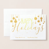 ハッピーホリデーズ金ゴールドバウブルズ企業のビジネス 箔カード (封筒付き正面)