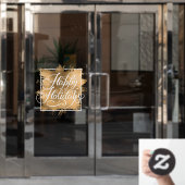 ハッピーホリデーズ金ゴールドフォイルフェイククリスマス ウィンドウサイン (オフィスドア)