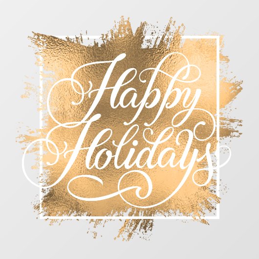 ハッピーホリデーズ金ゴールドフォイルフェイククリスマス ウィンドウサイン (シート)