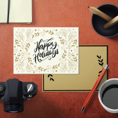 ハッピーホリデーズ金ゴールドフローラとブランチ&開花 シーズンカード