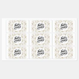 ハッピーホリデーズ金ゴールドフローラとブランチ&開花 ラベル