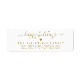 ハッピーホリデーズ金ゴールドホワイトスクリプト差出人住所 ラベル
