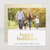 ハッピーホリデーズ金ゴールドラベルクリスマスフォト シーズンカード (正面/裏面)