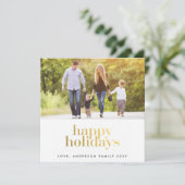 ハッピーホリデーズ金ゴールドラベルクリスマスフォト シーズンカード (スタンド正面)