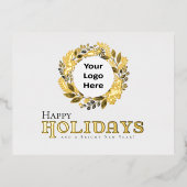 ハッピーホリデーズ金ゴールドリースクリスマスビジネス 箔シーズンポストカード (正面)