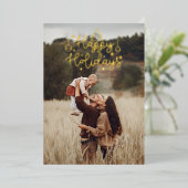 ハッピーホリデーズ金ゴールドレタリングクリスマスフォト 箔シーズンカード (立ち正面)