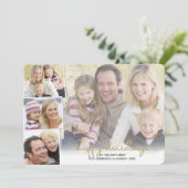 ハッピーホリデーズ金ゴールド手書写真コラージュ シーズンカード (スタンド正面)