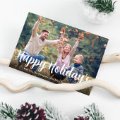 ハッピーホリデーズ金ゴールド書道ウィンタープレイド シーズンカード