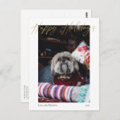 ハッピーホリデーズ金ゴールド書道モダンはがき ポストカード (正面/裏面)