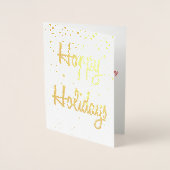 ハッピーホリデーズ金ゴールド水玉模様クリスマスカード 箔カード (正面)