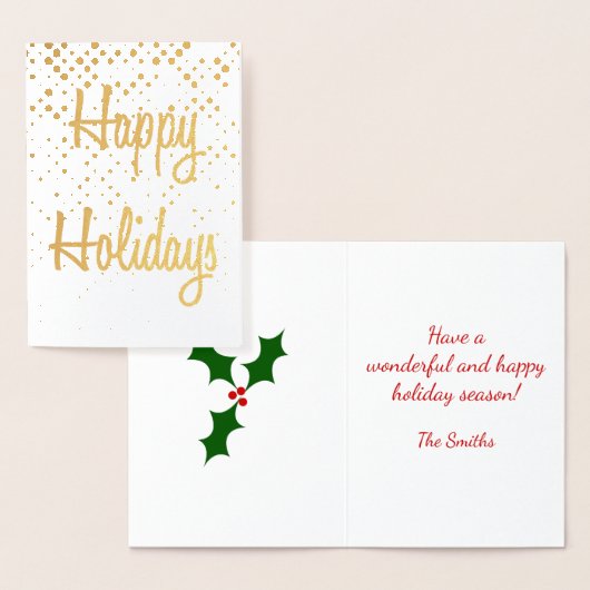 ハッピーホリデーズ金ゴールド水玉模様クリスマスカード 箔カード (ディスプレー)