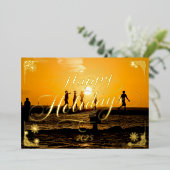 ハッピーホリデーズ鍵ウエストサンセットシューの中 箔シーズンカード (立ち正面)