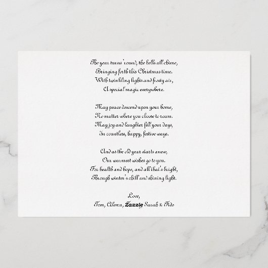 ハッピーホリデーズ鍵ウエストサンセットシューの中 箔シーズンカード (裏面)