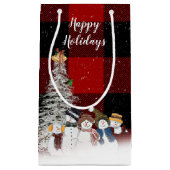 ハッピーホリデーズ雪だるまとツリー スモールペーパーバッグ (正面)