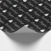 ハッピーホリデーズ雪だるまとロープ文字オンブラック ラッピングペーパー (角)