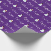 ハッピーホリデーズ雪だるまとロープ文字オン紫 ラッピングペーパー (角)