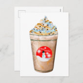 ハッピーホリデーズ雪だるまカラメルアンドスプリンクルラテ シーズンポストカード (正面/裏面)