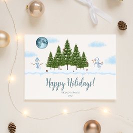 ハッピーホリデーズ雪だるまクリスマスツリーホリデーカード シーズンカード
