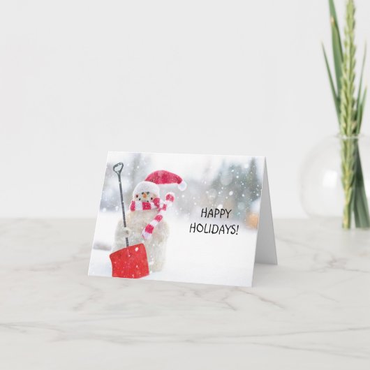 ハッピーホリデーズ雪だるまクリスマスホリデーカード シーズンカード (正面)