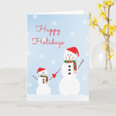 ハッピーホリデーズ雪だるまサンタハット カード (黄色い花)