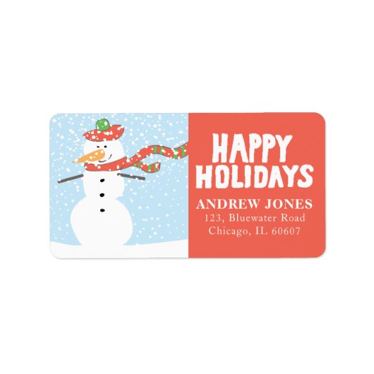 ハッピーホリデーズ雪だるまザスノー ラベル (正面)