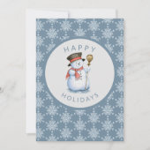 ハッピーホリデーズ雪だるまスノーブルーホワイト シーズンカード (正面)
