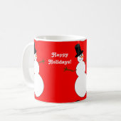 ハッピーホリデーズ雪だるまタイル コーヒーマグカップ (正面左)