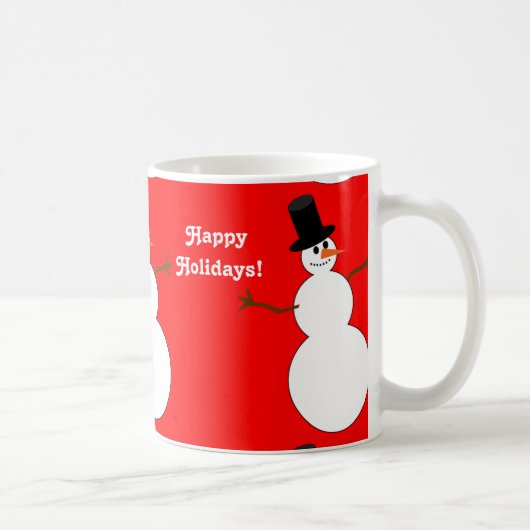 ハッピーホリデーズ雪だるまタイル コーヒーマグカップ (右)