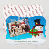ハッピーホリデーズ雪だるまユアフォトカファンシーット シーズンカード (正面/裏面)
