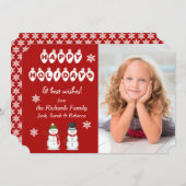 ハッピーホリデーズ雪だるま写真テンプレートクリスマス シーズンカード (正面/裏面)