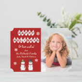 ハッピーホリデーズ雪だるま写真テンプレートクリスマス シーズンカード (スタンド正面)