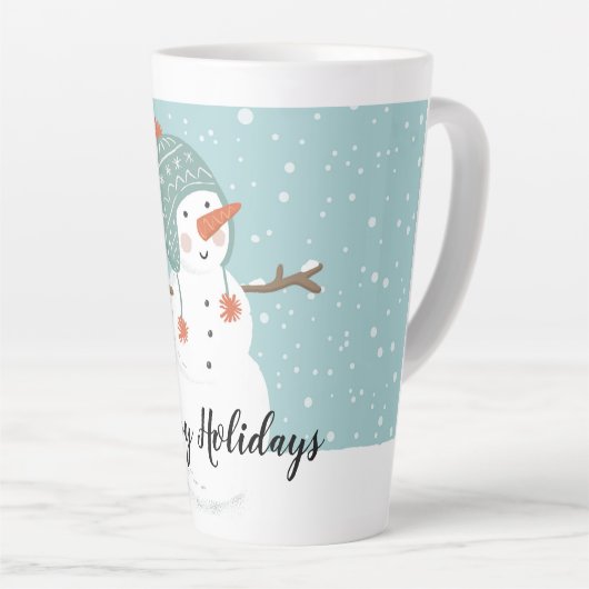 ハッピーホリデーズ雪だるま カフェラテマグ (右アングル)