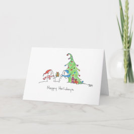 ハッピーホリデーズ雪だるま カード