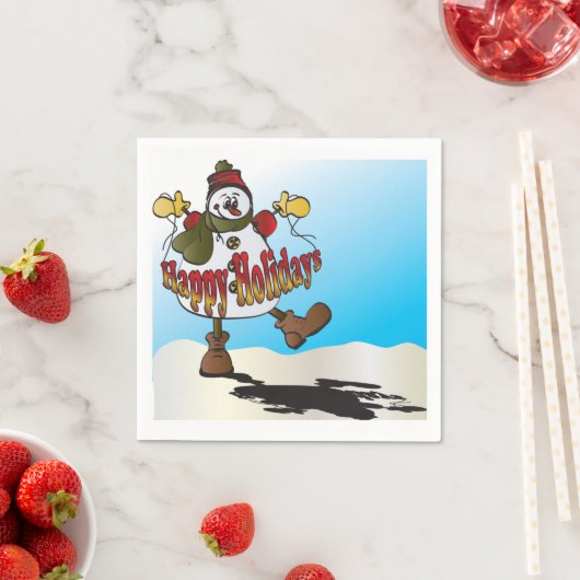 ハッピーホリデーズ雪だるま スタンダードカクテルナプキン (インサイチュ)