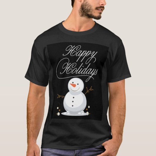 ハッピーホリデーズ雪だるま-フェスティバルクリスマスグラフィック Tシャツ (正面)