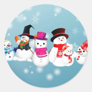 ハッピーホリデーズ雪だるま ラウンドシール