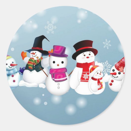 ハッピーホリデーズ雪だるま ラウンドシール (正面)