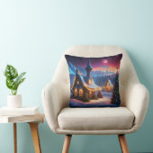 ハッピーホリデーズ雪のキャビンとクリスマスツリー クッション (椅子)