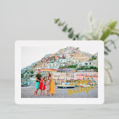 ハッピーホリデーズ4フォトファミリーバケーション金ゴールド 箔シーズンカード (立ち正面)