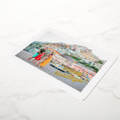 ハッピーホリデーズ4フォトファミリーバケーション金ゴールド 箔シーズンカード (回転した状態)