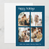 ハッピーホリデーズ4写真と文字 パーソナライズされた シーズンカード (正面/裏面)